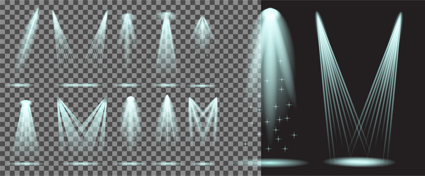 Realistic spotlights dark set Royalty Free Vector Image