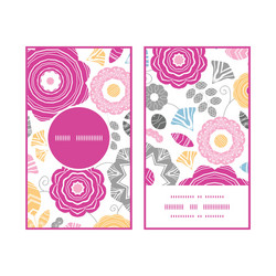 Vibrant floral scaterred vertical round frame vector