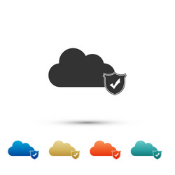 cloud and shield with check mark icon on white vector image