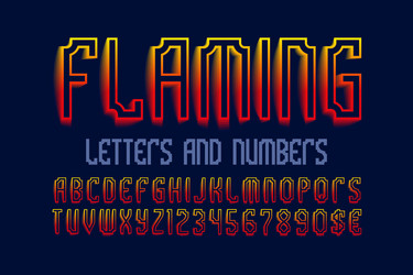 flaming letters and numbers with currency signs vector image