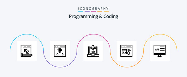 programming and coding line 5 icon pack including vector image