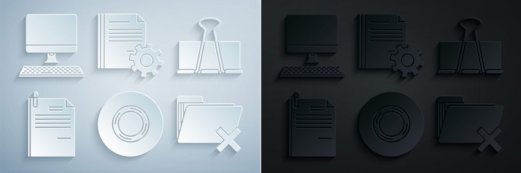 set scotch binder clip file document and paper vector image