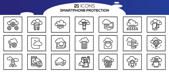 Simple set of smartphone protection related line vector