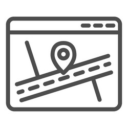 web page with map and location pin line icon vector image