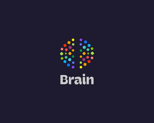 a brain logotype from colorful abstract dots vector image