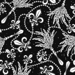 seamless pattern with fleur de lis strings vector