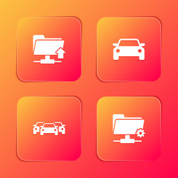 Set ftp folder upload car cars and settings icon vector