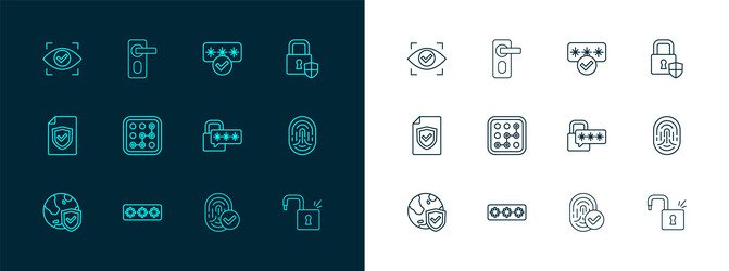 set line shield security with lock password vector image