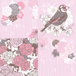 4 cards with tea roses vector