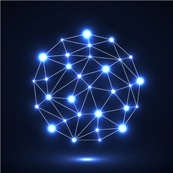 abstract polygonal sphere with glowing dots vector image