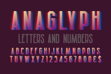 Anaglyph letters and numbers with currency signs vector