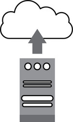 Computer tower with cloud computing vector