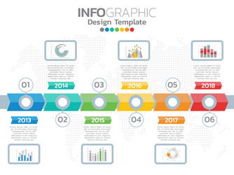 infographic template design with 6 color options vector image