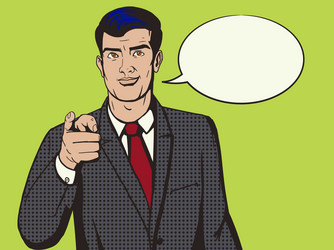 man pointing forward finger pop art style vector image