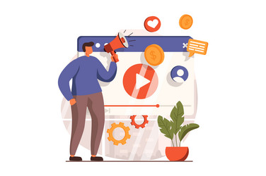 marketing web concept in flat design man blogger vector image