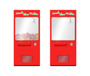 red arcade grab claw machine with toys and empty vector image