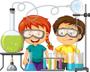 Science Lab Experiment with Young Scientist vector image