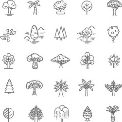 set of tree shape line icons vector image