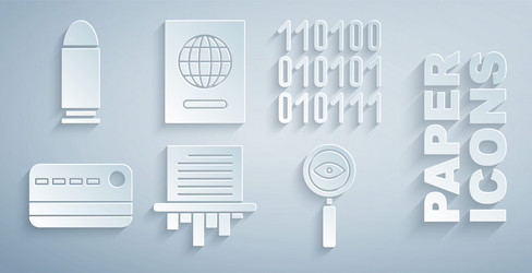 set paper shredder binary code credit card vector image