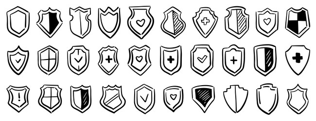 shield protection and safety doodle vector