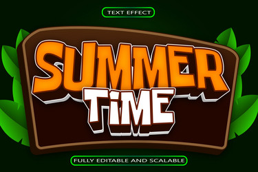summer time editable text effect 3 dimension vector image