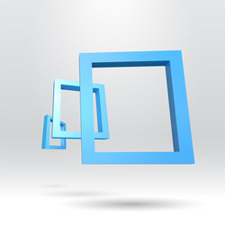 Three blue rectangular 3d frames vector