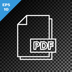 white line pdf file document download button vector image