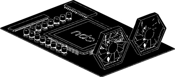 Black motherboard on white Royalty Free Vector Image