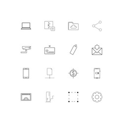 internet technologies linear thin icons set vector