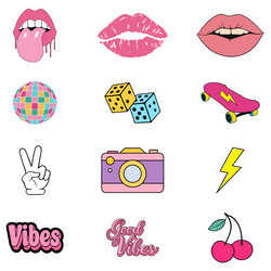 retro vibes icon set vector image