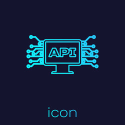 Turquoise computer api interface line icon vector