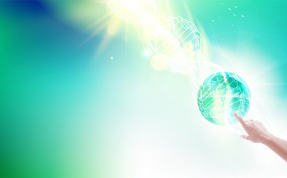Abstract Globe with Hand Pointer vector image