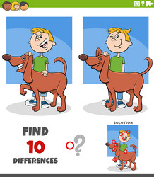 differences puzzle game with happy cartoon boy vector image