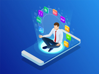 Isometric Programmer Coding Software vector image