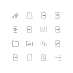 files and folders sign simple linear icons set vector image