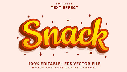 minimal 3d word snack editable text effect design vector image