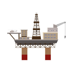 Oil rig at sea icon cartoon style vector