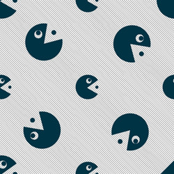 Pac man icon sign seamless pattern with geometric vector