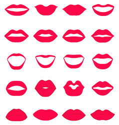 Red Lips Icon Set Vector Image
