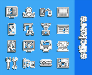 Set line printed circuit board pcb web developer vector