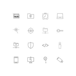 internet technologies linear thin icons set vector image