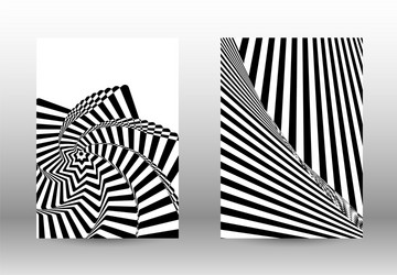 Set of abstract patterns with distorted lines vector