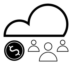 cloud computing concept with users and dollar sign vector image