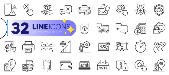 outline set of business target timer and 5g wifi vector image