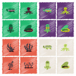 seabed stock collection in hatching style vector image