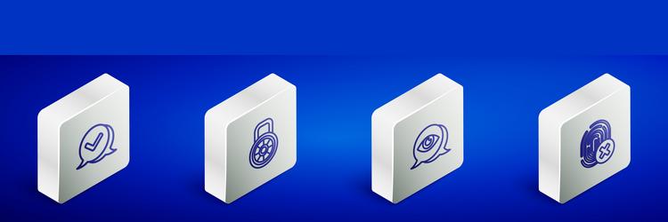 set isometric line check mark in speech bubble vector image