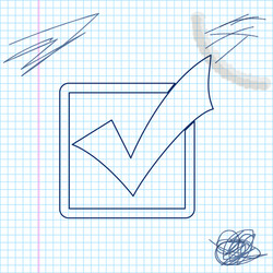 check mark in a box line sketch icon isolated vector image