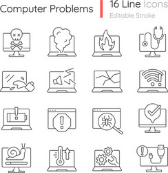 Computer Error Icons - Linear Set vector image