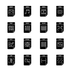 files format glyph icons set vector image