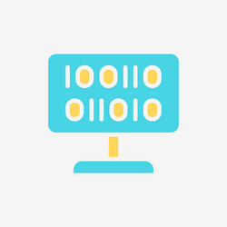 flat icon computer desktop with binary code vector image